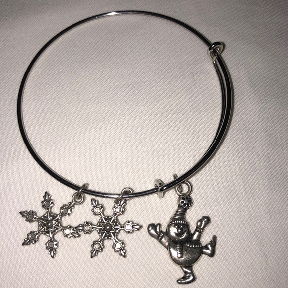 Silver Snowman & Snowflakes Charm Bracelet - Picture 1 of 4